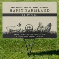 Rustic Chickens Egg Grass Field Farmland Business Sign