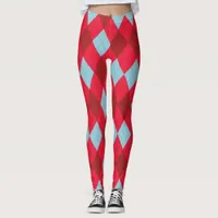 Red Blue & Crimson Christmas Argyle Leggings