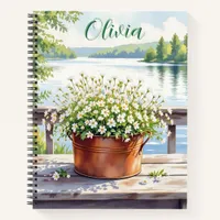 Flowers in Copper pot on Lakehouse Deck   Notebook