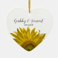 Yellow Sunflower Wedding Ceramic Ornament