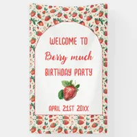 Berry First Strawberry Girl 1st Birthday Party Banner