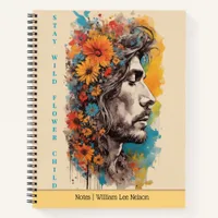 Flower Power Male Portrait  Notebook