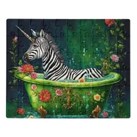 Fun Unicorn Zebra in a Bathtub Jigsaw Puzzle