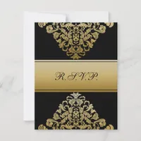 elegant gold black wedding RSVP