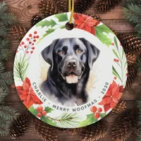 Black Labrador Personalized Pet Dog Christmas Ceramic Ornament