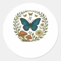 Goblincore Butterfly Fairycore Botanical Apparel C Classic Round Sticker