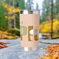 Pumpkin Spice Autumn Words Logo Art Insulated Tumbler