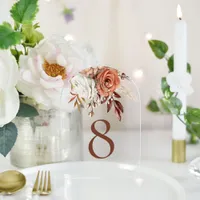 Boho Rustic Terracotta Floral Wedding Table Number