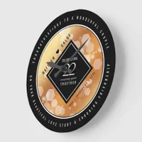 Elegant 22nd Copper Wedding Anniversary Large Clock