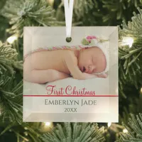 Baby's First Christmas Personalized Photo Keepsake Glass Ornament