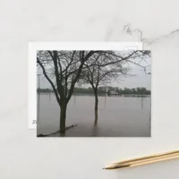 floodwaters in Burlington, Iowa  river barge Postcard