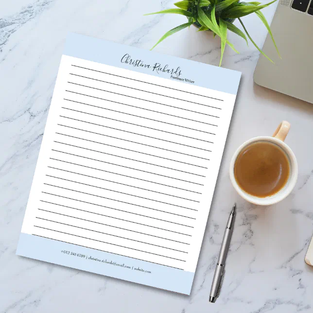 Stylish Blue Minimalist Lined Notepad