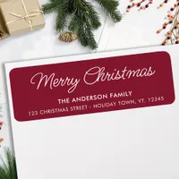 Merry Christmas Modern Holidays Return Address  Label