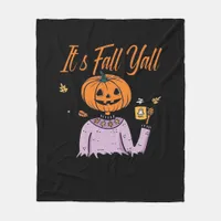 It’s Fall Y’all Funny Minimal Style Fleece Blanket