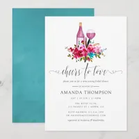Boho Chic Floral Bridal Shower Wine Tasting Invitation