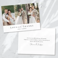 Three Photo Love and Thanks Wedding Thank You Card