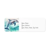 Dolphin Under the Sea Coastal Beach Label