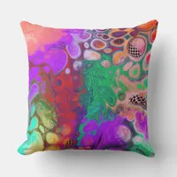 Red, Green Purple Colorful Fluid Art   Outdoor Pillow