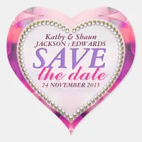 Pink Purple Fancy Save the Date Heart Stickers