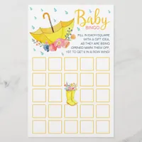 Spring Watercolor Baby Shower Bingo Game Card – Ap