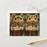 Cute Brown Hamsters With Popcorn Postcard