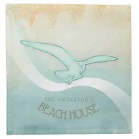 Beach House Seagull Aqua Blue ID623 Cloth Napkin