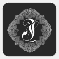 Elegant Goth Initial J Square Sticker