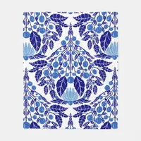 Art Nouveau Blue-Vintage Floral Scallop  Fleece Blanket