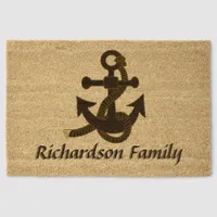 Door Mat - Black Anchor with Name