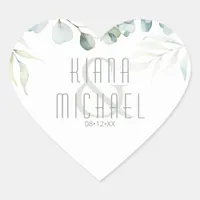 Dreamy Greenery Wedding Green/Blue ID817 Classic R Heart Sticker