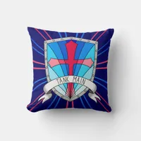 Gamer Tank Main Blue Cartoon Shield Boys Throw Pillow