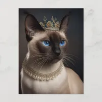 Siamese Cat With A Crown Postcard