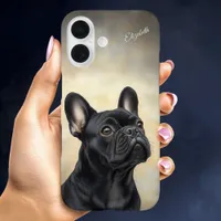 French Bulldog Personalized Black Frenchie iPhone 16 Case