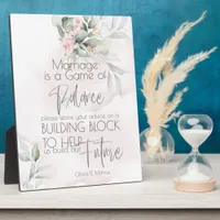 Wedding | Pink Rose and Pale Green Foliage  Plaque