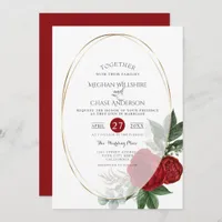 Wedding Invitation | Scarlet Peony Floral Oval