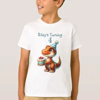 Birthday Boy T-rex Dinosaur Name and Age T-Shirt