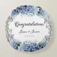 Forget-Me-Not Flowers Watercolor Elegant  Round Pillow