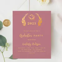 Rose gold wreath 2025 Graduation Party invitation