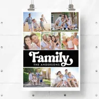 Family Retro Typography Photo Collage Poster