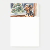 Christmas Tree Dachshund Sausage Dog Watercolor Post-it Notes