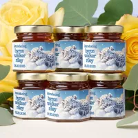 Cute Snow Leopard Cub Sleeps on Clouds Baby Shower Honey Jar Favors