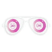 30th Birthday Bingo Balls Pink White Aviator Sunglasses