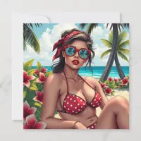 Red Bikini, Sunglasses and Bandana Woman Blank