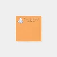 Cute Ghost on Halloween Orange Post-it Notes