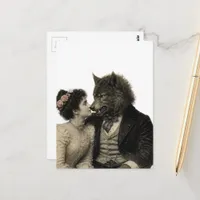 Vintage Woman and Werewolf in Love  Postcard