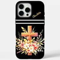 Christian Cross Adorned with Vibrant Spring Blooms iPhone 16 Pro Max Case