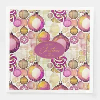 Magenta Gold Christmas Pattern#6 ID1009 Paper Dinner Napkins