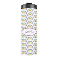 Watercolor Rainbow and Hearts Personalized Thermal Tumbler