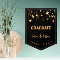 Graduation party graduate black gold stars 2025 pennant