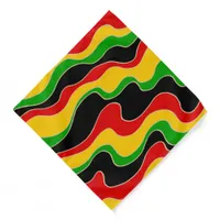 Rasta Red Yellow and Green Wavy Lines Patterned Bandana